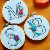 Personalised Bespoke Handmade Initial Embroidered Hoops - Personalised Initial  Embroidered hoops