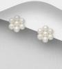 Simulated Pearl Flower Push-Back Earrings Sterling Silver - Simulated Pearl  Flower Push-Back Earrings  Sterling Silver