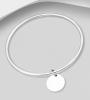 Personalised Circle Initial Bangle, Sterling Silver - Personalised Circle Tag Bangle,  Sterling Silver