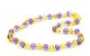 Amber  Necklace for Adult  (60 cm) Hand-Made from Certified Baltic Amber and Amethyst - Amber  Necklace for child  (33 cm) - Amber Jewellery - Hand-Made from Certified Baltic Amber and Amethyst