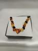 Amber Necklace for child (33 cm) - Amber Jewellery - Hand-Made from Certified Baltic Amber, Multi with Heart Pendant