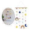 hanging display with colorful rainbows, paired with moon, star and felt balls