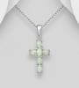 Sterling Silver Cross Pendant, Decorated with Ethiopian Opal