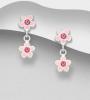 Flower droplets earrings with coloured enamel, Handmade in Sterling Silver from Xantara Jewellery,