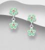 Flower droplets earrings with coloured enamel, Handmade in Sterling Silver from Xantara Jewellery,