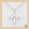 Cross Necklace, Decorated with with CZ Simulated Diamonds
