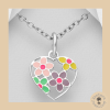 Floral Heart sterling silver necklace from Xantara Jewellery - Flower Heart shape Necklace Decorated With Coloured Enamel. 925 Sterling Silver