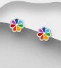 Rainbow Flower Earrings Decorated With Coloured Enamel, Handmade Sterling Silver from Xantara Jewellery - Rainbow  Flower Earrings Decorated With Coloured Enamel, Handmade Sterling Silver from Xantara Jewellery, Gif