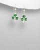 Children's Shamrock Hook Earrings Decorated With Glass, Sterling Silver - Shamrock Hook Earrings Decorated With Glass,   Sterling Silver