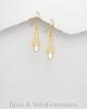 Celtic design drop gold plated earring with Opal semi Gemstone - Flower Drop Hoop Earrings