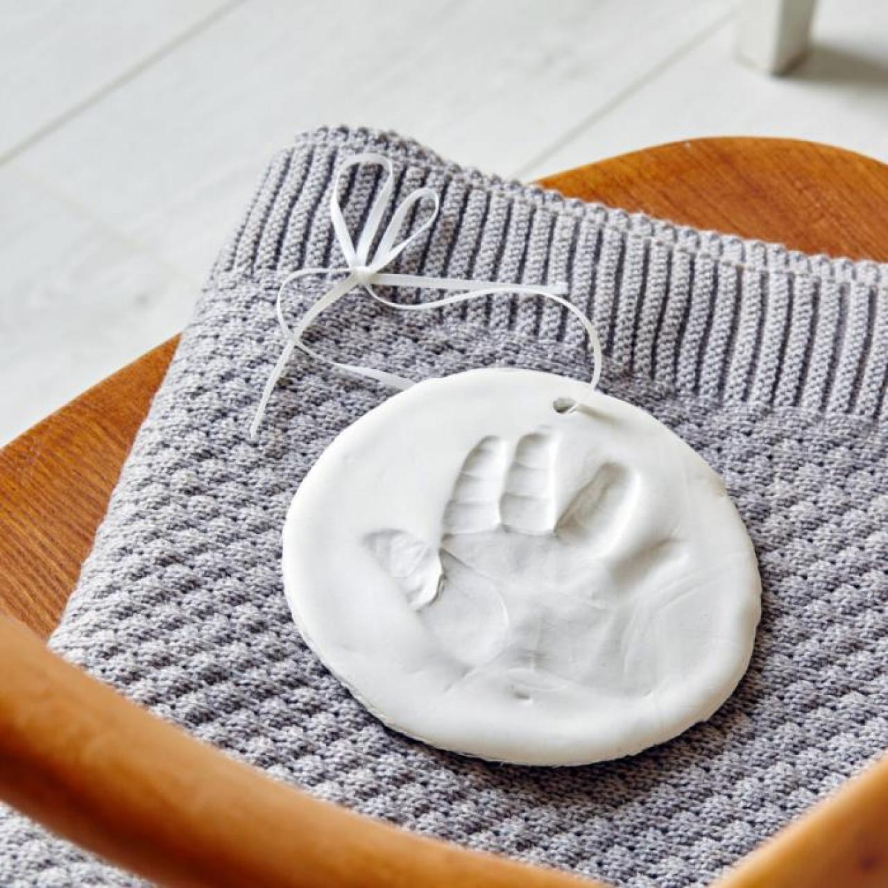 Baby Clay Hand Print Kit & Keepsake ribbon tied suitcase