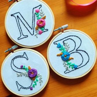 Personalised Bespoke Handmade Initial Embroidered Hoops