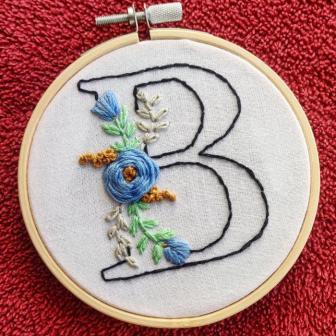 Personalised Bespoke Handmade Initial  Embroidered Hoops