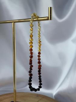 Amber Necklace for child  (33 cm) - Amber Jewellery - Hand-Made from Certified Baltic Amber, Multi