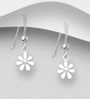 Flower Hook Earrings 925 Sterling Silver