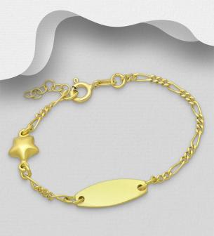 Personalised Baby Gold Star and Identity Bracelet,