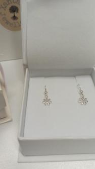 Flower Hook Earrings 925 Sterling Silver