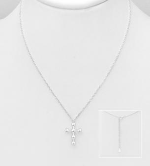 Sterling Silver Ball Cross Necklace with adjustable length