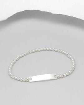 Personalised Handmade Beaded Elasticated Sterling Silver Identity Bracelet from Xantara Jewellery