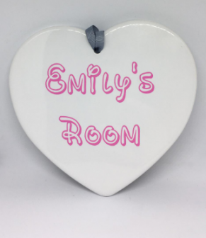 Personalised Child Name Plague on White Ceramic Heart