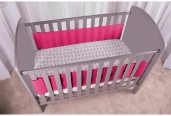 Safe Dreams 2 Sided Hypoallergenic Cot Bumper with Safebreathe Technology (Rasberry ) 2 Sided)
