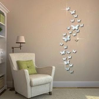 Decorative Vinyl 3D Butterfly Wall Decor, Mirror Wall Stickers for Wall Decoration
