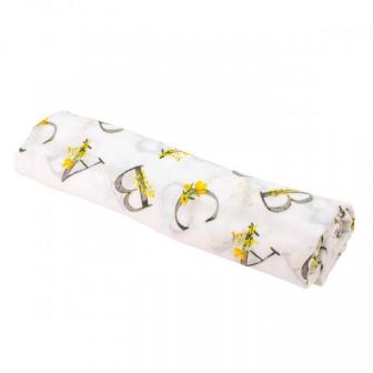 Floral Alphabet Oh So soft Muslin Single Swaddle Blanket