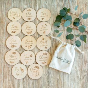 Monthly wood engraved Milestone Moments Set