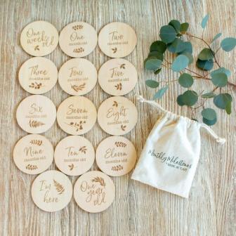 Monthly wood engraved Milestone Moments Set