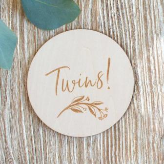 Twins Milestone engraved wooden Disc