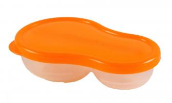 Weaning Bowl with built in grinder and a spoon inserts into the lid