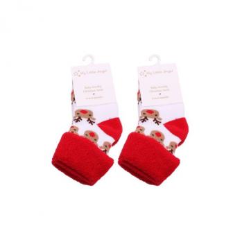1 Pair of Christmas Reindeer Socks ( 0 - 6months)