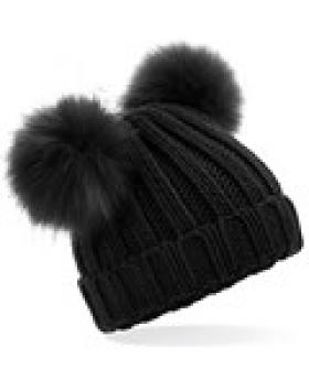 Junior Double Pom Pom Winter Knitted Warm Thick Beanie Cap