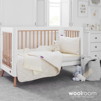 COT BED SIZE 100% hypoallergenic and natural. Includes mattress protector, duvet and pillow