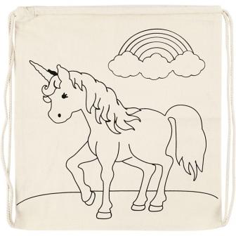 Colour your own Sleepover Unicorn Pull string bag including Textile Markers