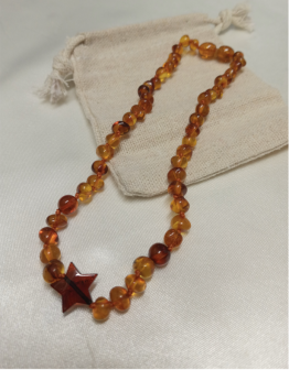33 cm- Amber Necklace - Honey with Star Pendant