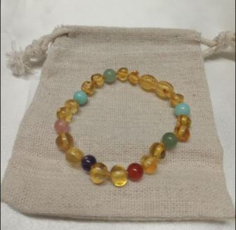 Amber and Gem Mix Healing Bracelet or Anklet 15cm