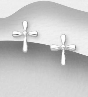 Cross push back Earrings, Handmade Sterling Silver from Xantara Jewellery