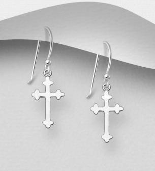 Cross Hook Earrings, Handmade Sterling Silver from Xantara Jewellery