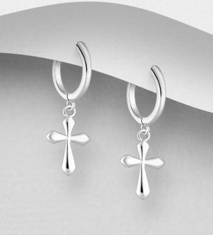 Cross Hoop Earrings, Handmade Sterling Silver from Xantara Jewellery