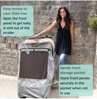 SnoozeShade Twin Deluxe (suitable from birth) Double buggy/pushchair sun and sleep shade Blocks up to 97.5% of UV