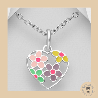 Floral Heart sterling silver necklace from Xantara Jewellery