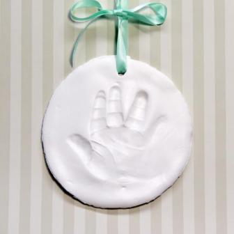 Baby Clay Hand Print Kit & Keepsake ribbon tied suitcase