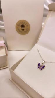 Butterfly Necklace Decorated With Coloured Enamel. Sterling Silver