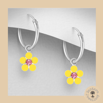Flower Hoop drop earrings